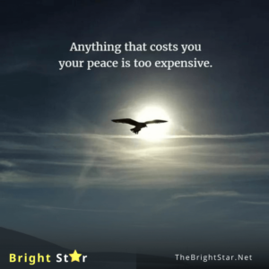Read more about the article “Anything that costs your peace is too expensive”