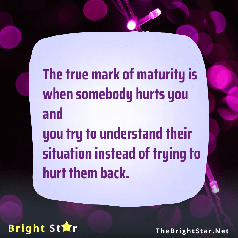 You are currently viewing The true mark of maturity is when somebody hurts you and you try to understand their situation instead of trying to hurt them back.