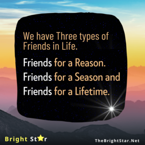 Read more about the article We have Three types of Friends in Life. Friends for a Reason. Friends for a Season and Friends for a Lifetime￼