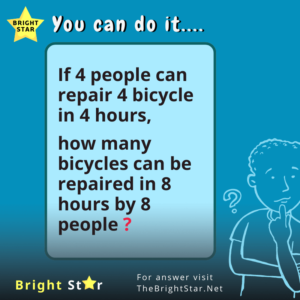 Read more about the article If 4 people can repair 4 bicycle in 4 hours, how many bicycles can be repaired in 8 hours by 8 people​ ?￼
