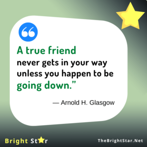 Read more about the article “A true friend never gets in your way unless you happen to be going down.”